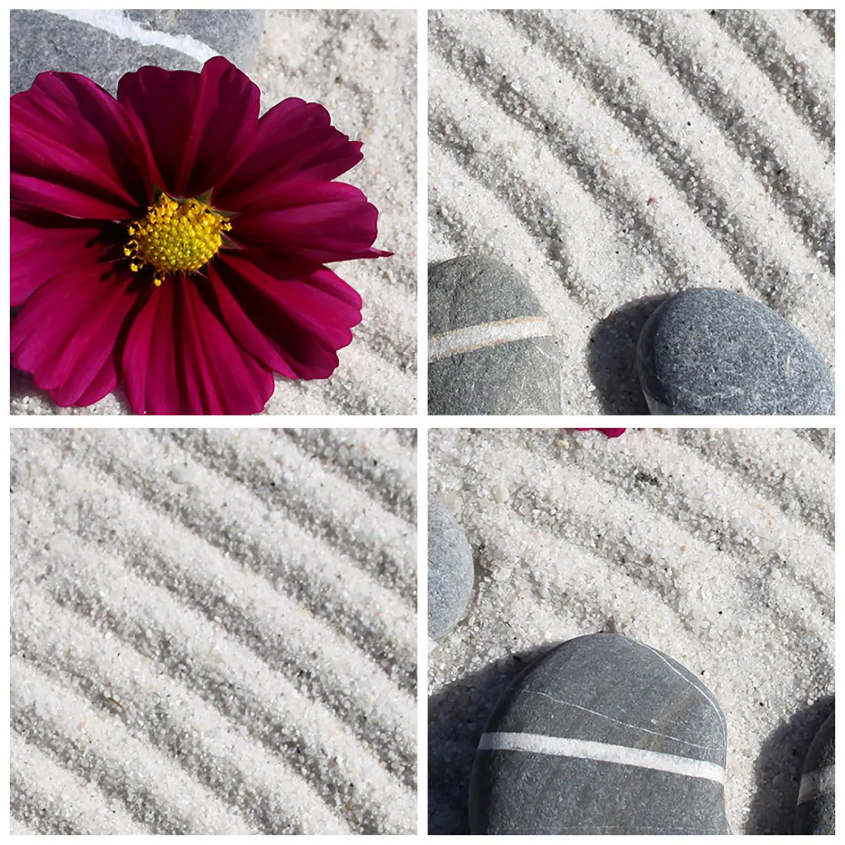 Horloge murale - Pendule murale - Des pierres et une fleur rose sur le sable dans un style zen - 30x30cm - Énergie et paix du cercle magique de la nature - Décoration murale moderne pour le salon et la chambre ARTTOR