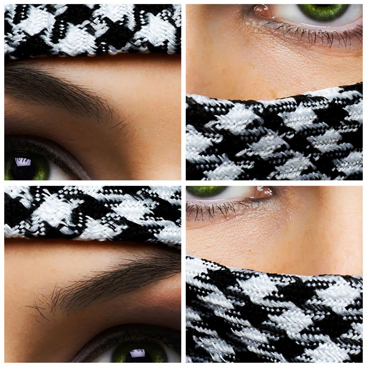 Orologio da parete - Orologio in Vetro - Gli occhi verdi di una donna sono nascosti dietro un tessuto a fantasia in bianco e nero. - 30x30cm - Ritratto di bellezza velata con gli occhi verdi - Decorazione murale moderna per soggiorno e camera da letto ART