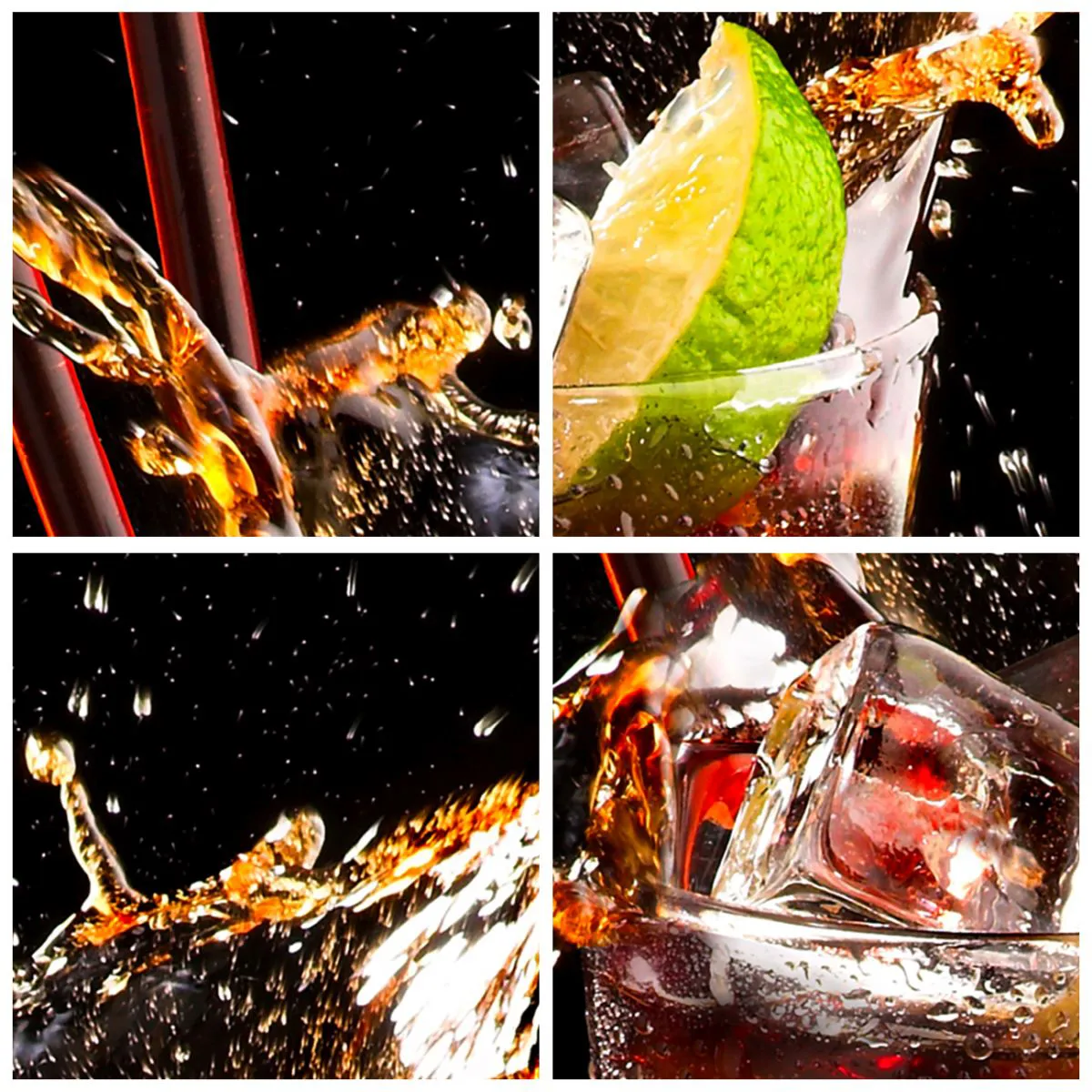 Wanduhr - Glasuhr - Ein Glas Getränk, Limette und Eis im Moment des dynamischen Spritzens - 30x30cm - Freude und Energie der Farben - Moderne Wanddekoration für Wohnzimmer und Schlafzimmer ARTTOR