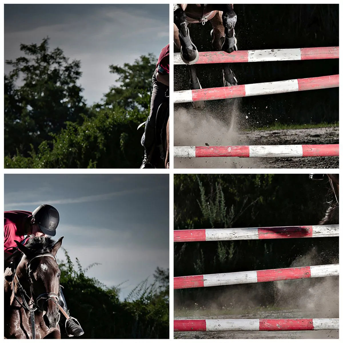 Wall clock - Clock on glass - A horse jumper during an equestrian competition - 30x30cm - Together for Victory - Modern wall decoration for the living room, kitchen, and bedroom ARTTOR