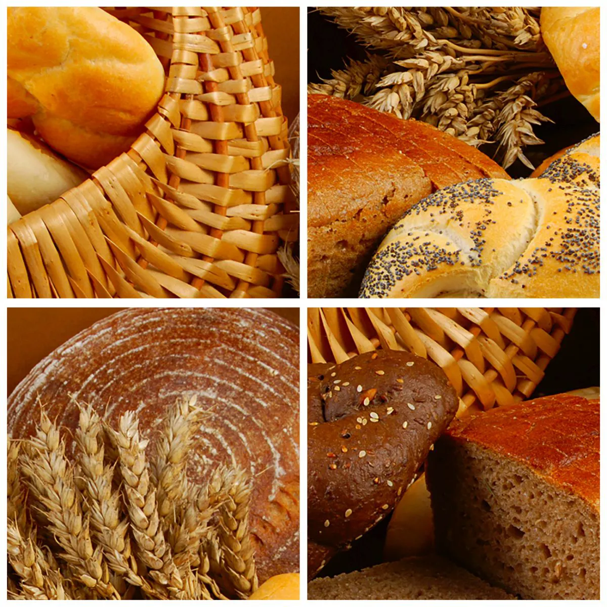 Wall clock - Clock on glass - A composition of bread and cereals in a rustic basket - 30x30cm - We've Baked It! - Modern wall decoration for the living room, kitchen, and bedroom ARTTOR