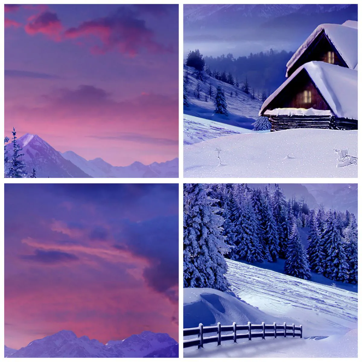 Ceas de perete - Ceas pe sticlă - Peisaj de iarnă cu o cabană în munți la apus - 30x30cm - Noapte liniștită - Decorațiune modernă pentru perete pentru living, bucătărie și dormitor ARTTOR