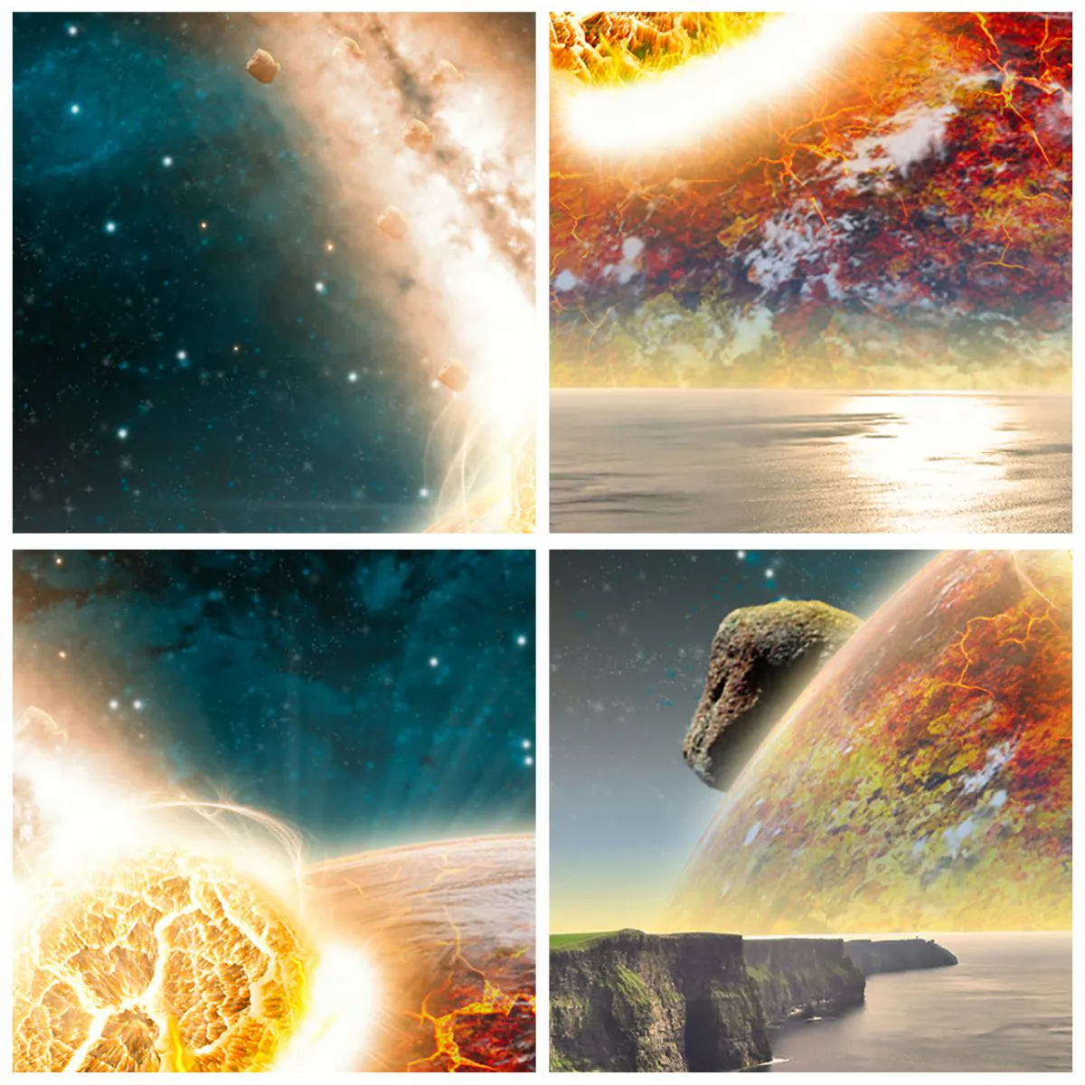 Ceas de perete - Ceas pe sticlă - Coliziunea unui asteroid cu Pământul în fundalul cosmic - 30x30cm - Drama spațială - Decorațiune modernă pentru perete pentru living, bucătărie și dormitor ARTTOR