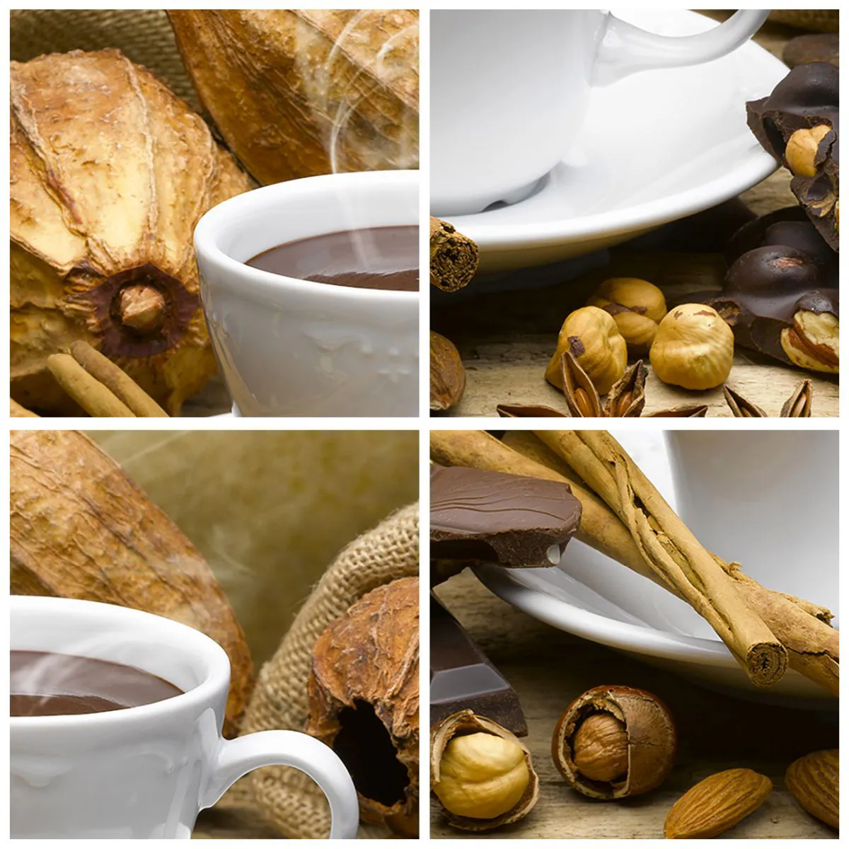 Wanduhr - Glasuhr - Eine Tasse heiße Schokolade, umgeben von Kakao und Zimt - 30x30cm - Für Nervenkitzel-Suchende - Moderne Wanddekoration für Wohnzimmer und Schlafzimmer ARTTOR