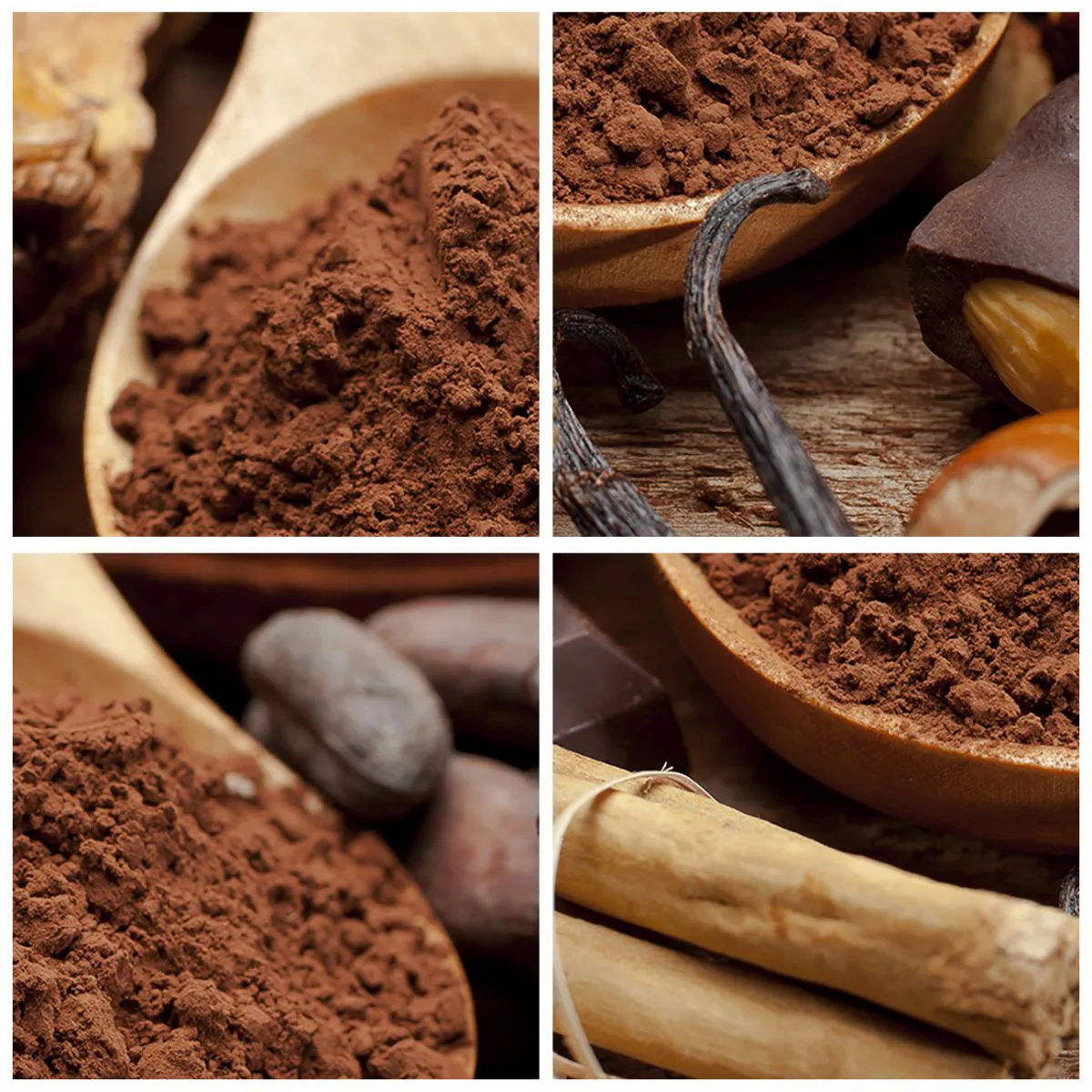 Nástěnné hodiny - Lžíce kakaa obklopená kořením a kousky čokolády - 30x30cm - Nejlepší na smutek - Moderní nástěnná dekorace do obývacího pokoje, kuchyně a ložnice ARTTOR