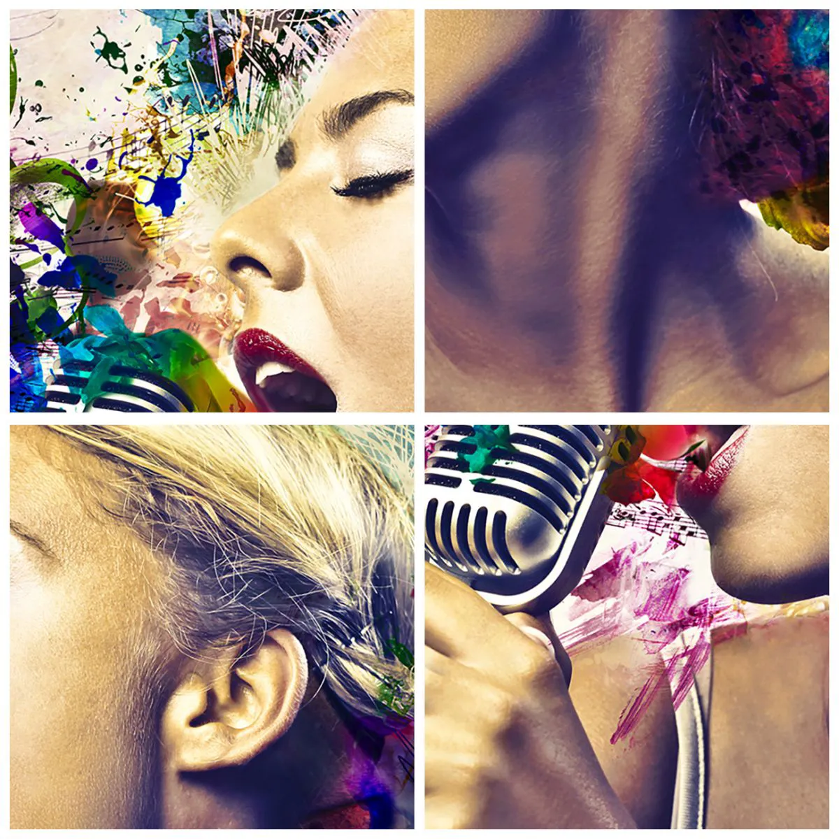 Reloj de pared - Reloj de vidrio - Un personaje colorido cantando en un micrófono con un fondo musical. - 30x30cm - Pinta el mundo con tu voz - Decoración de pared moderna para salón, cocina y dormitorio ARTTOR