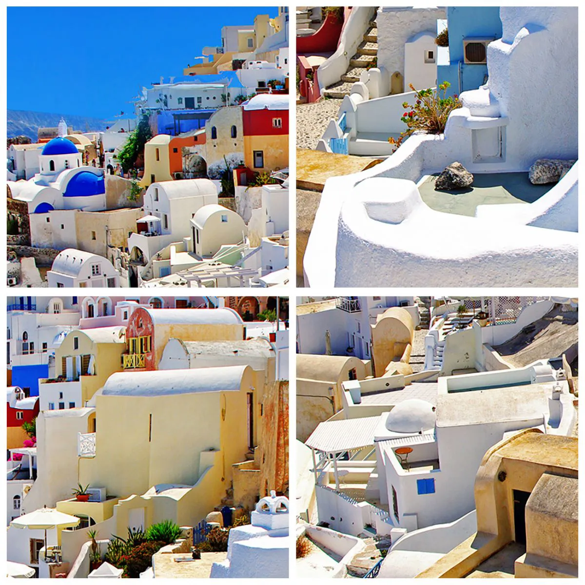 Ceas de perete - Ceas pe sticlă - Visând la o vară grecească - 30x30 cm