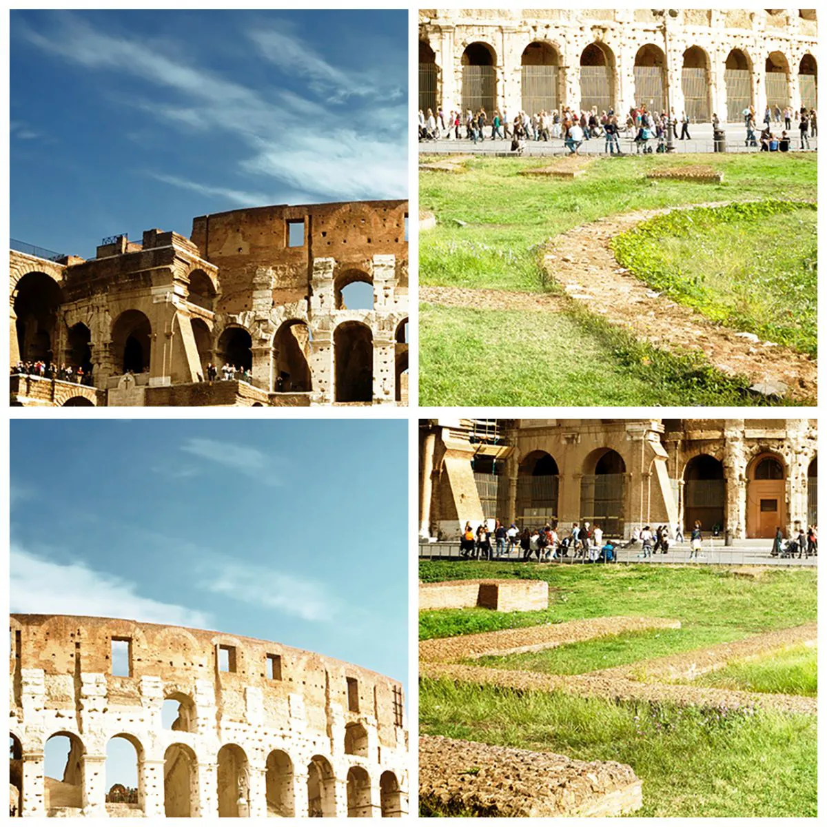 Zegar ścienny - Koloseum w Rzymie w otoczeniu zieleni i błękitnego nieba - 30x30cm - Jeszcze słychać szczęk broni - Nowoczesna dekoracja ścienna do salonu i sypialni ARTTOR