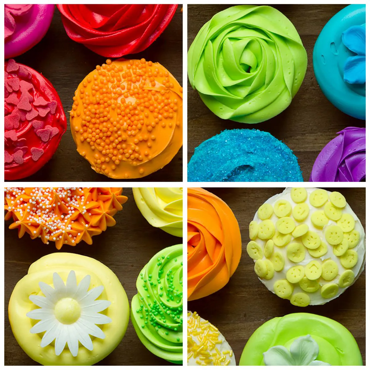 Zegar ścienny - Kolorowe babeczki z dekoracjami w pastelach - 30x30cm - Każde inne - wszystkie pyszne - Nowoczesna dekoracja ścienna do salonu i sypialni ARTTOR