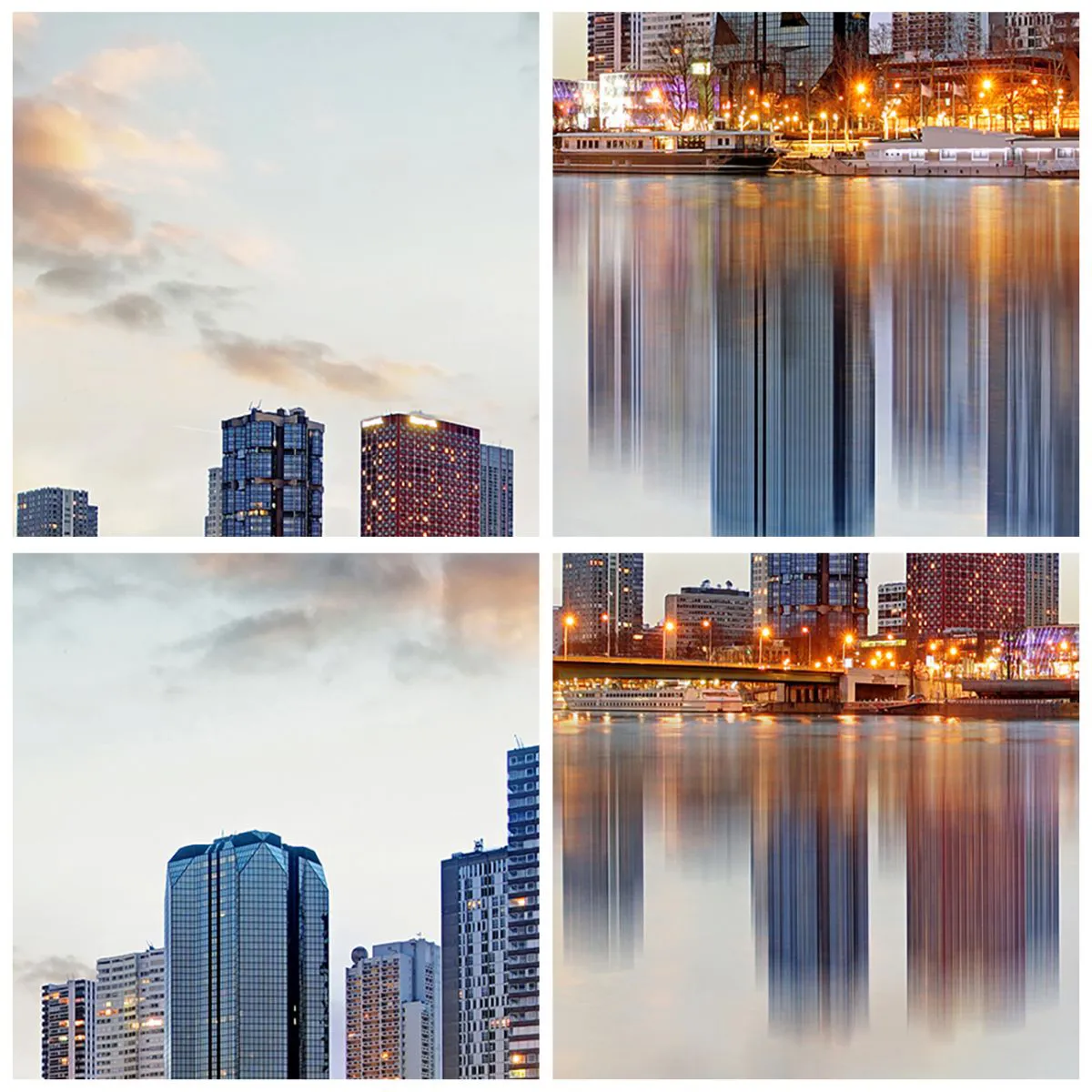 Falióra, Óra - A város panorámája tükröződéssel a vízben - 30x30cm - Párizs monumentális nyugalma - Modern fali dekoráció nappalihoz, konyhához és hálószobához ARTTOR