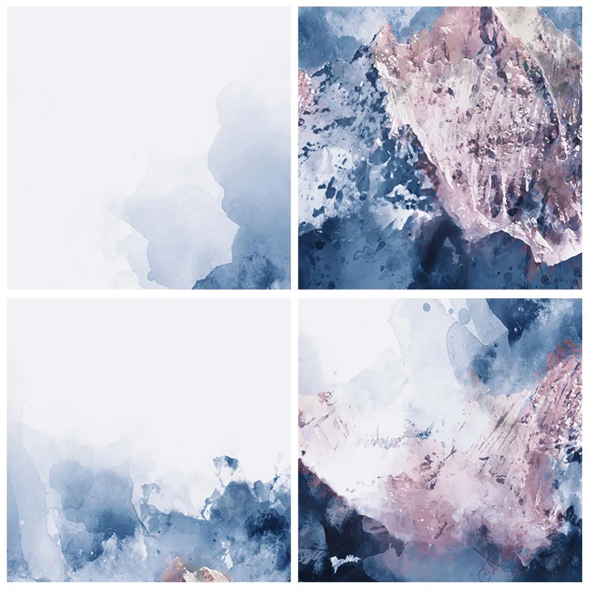 Väggklocka - Klocka på glas - En målerisk skildring av berg i nyanser av blått och rosa. - 30x30cm - Det är toppen! - Modern väggdekoration för vardagsrum, kök och sovrum ARTTOR