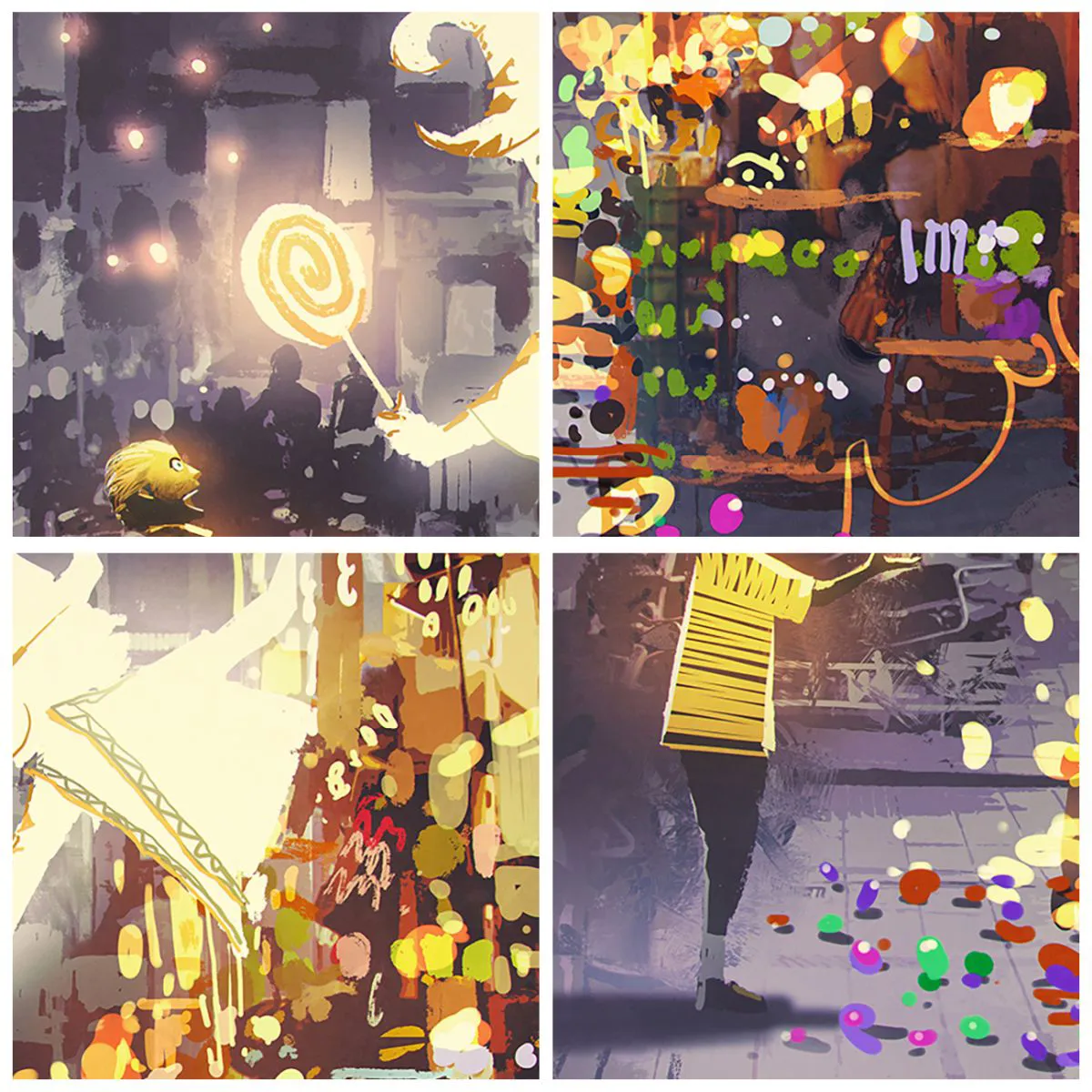 Ceas de perete - Ceas pe sticlă - O pictură fantastică cu un magician și un copil înconjurați de lumini colorate. - 30x30cm - Vrăjitoria există - Decorațiune modernă pentru perete pentru living, bucătărie și dormitor ARTTOR