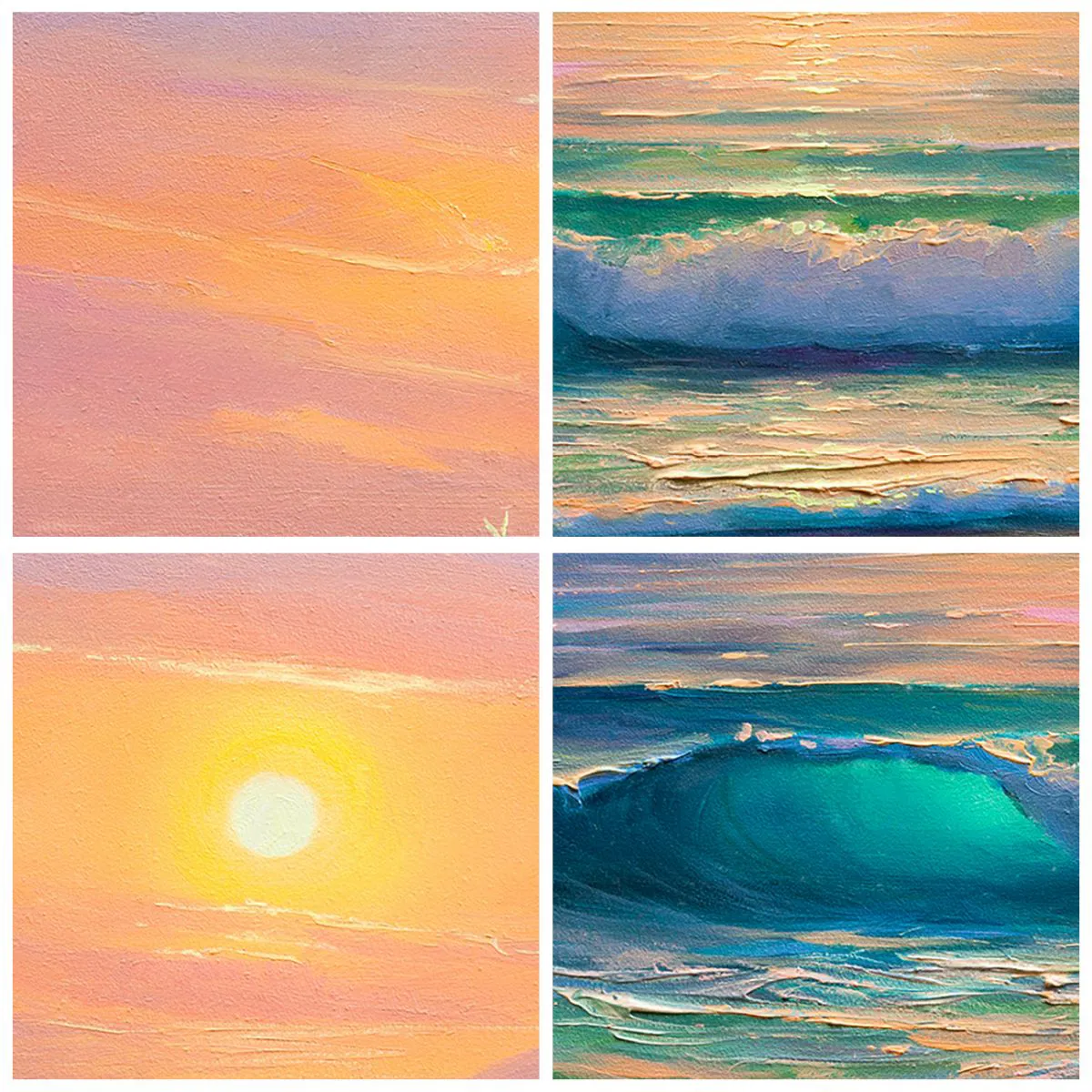 Horloge murale - Pendule murale - Le chant turquoise des vagues - 30x30 cm