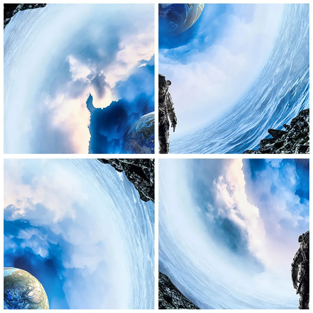 Ceas de perete - Ceas pe sticlă - Un cosmonaut la suprafață cu o vedere asupra Pământului și a cerului - 30x30cm - Nu departe de casă - Decorațiune modernă pentru perete pentru living, bucătărie și dormitor ARTTOR