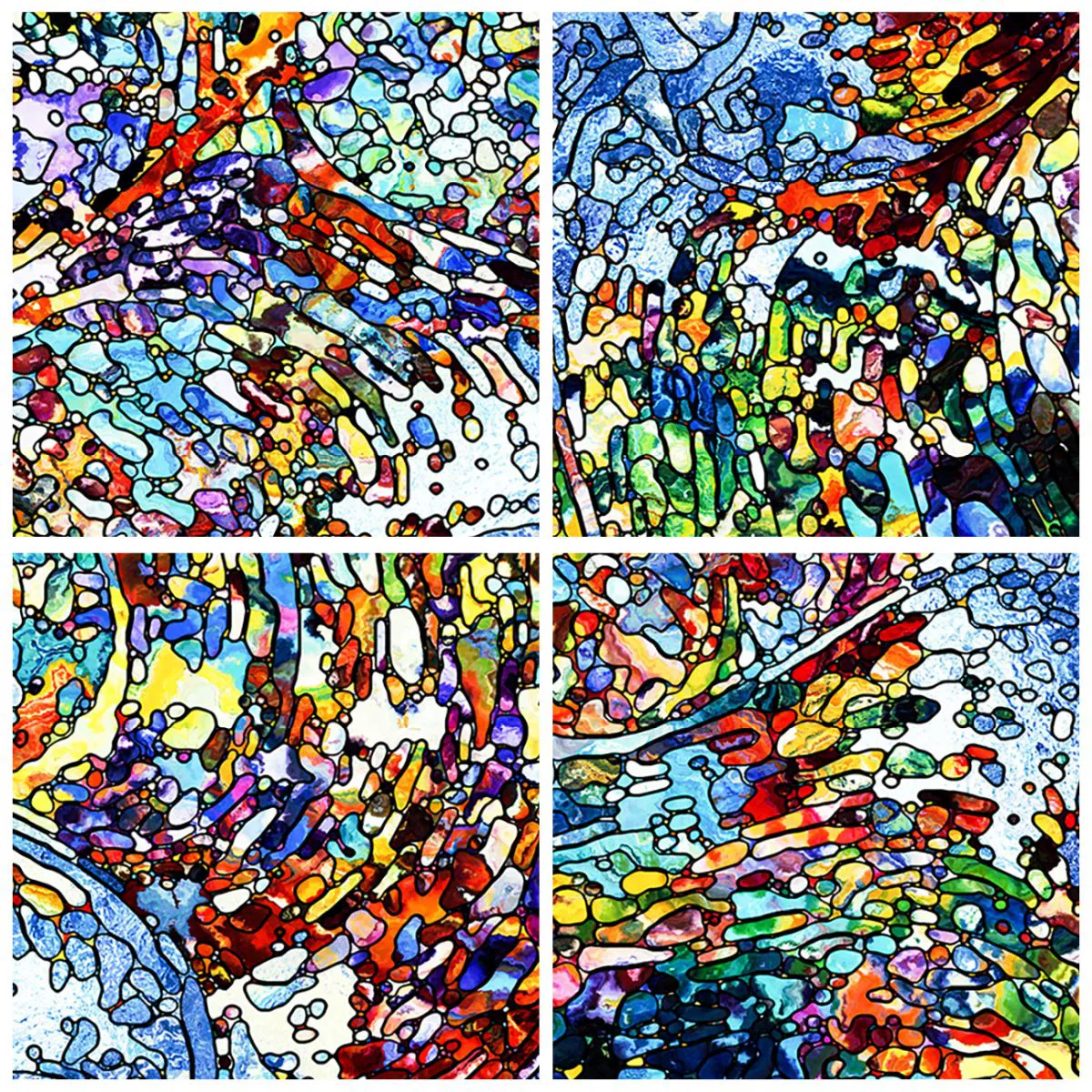 Relógio de parede - Relógio em vidro - Um mosaico colorido em estilo abstrato cheio de energia - 30x30cm - Vitrais gotejantes - Decoração de parede moderna para a sala de estar, cozinha e quarto ARTTOR