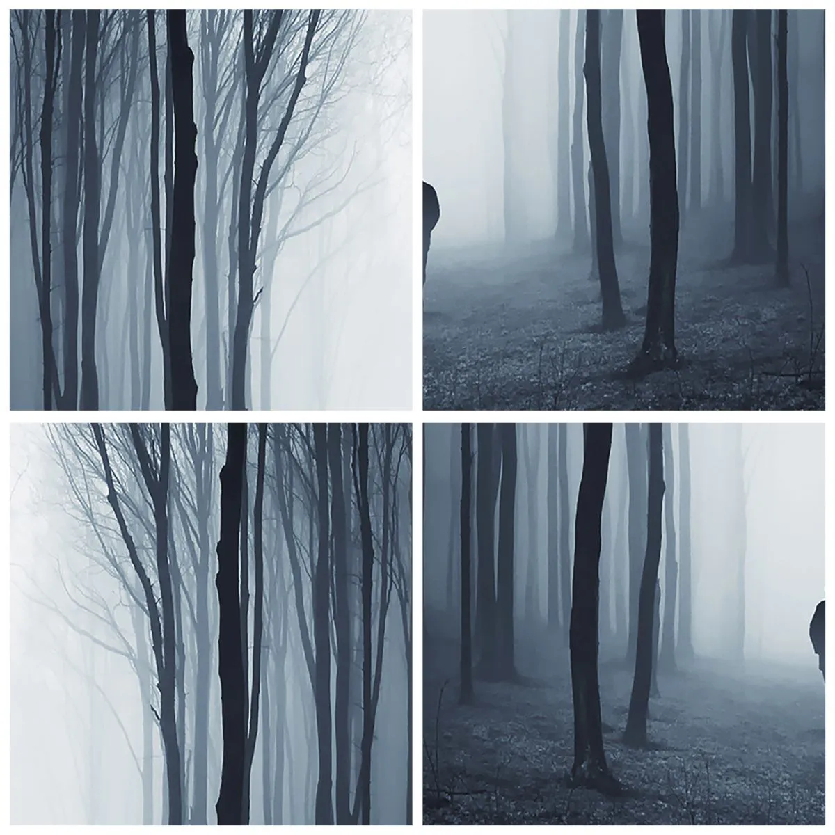 Reloj de pared - Reloj de vidrio - Una figura caminando entre los árboles en un bosque brumoso. - 30x30cm - Alto y claro - Decoración de pared moderna para salón y dormitorio ARTTOR