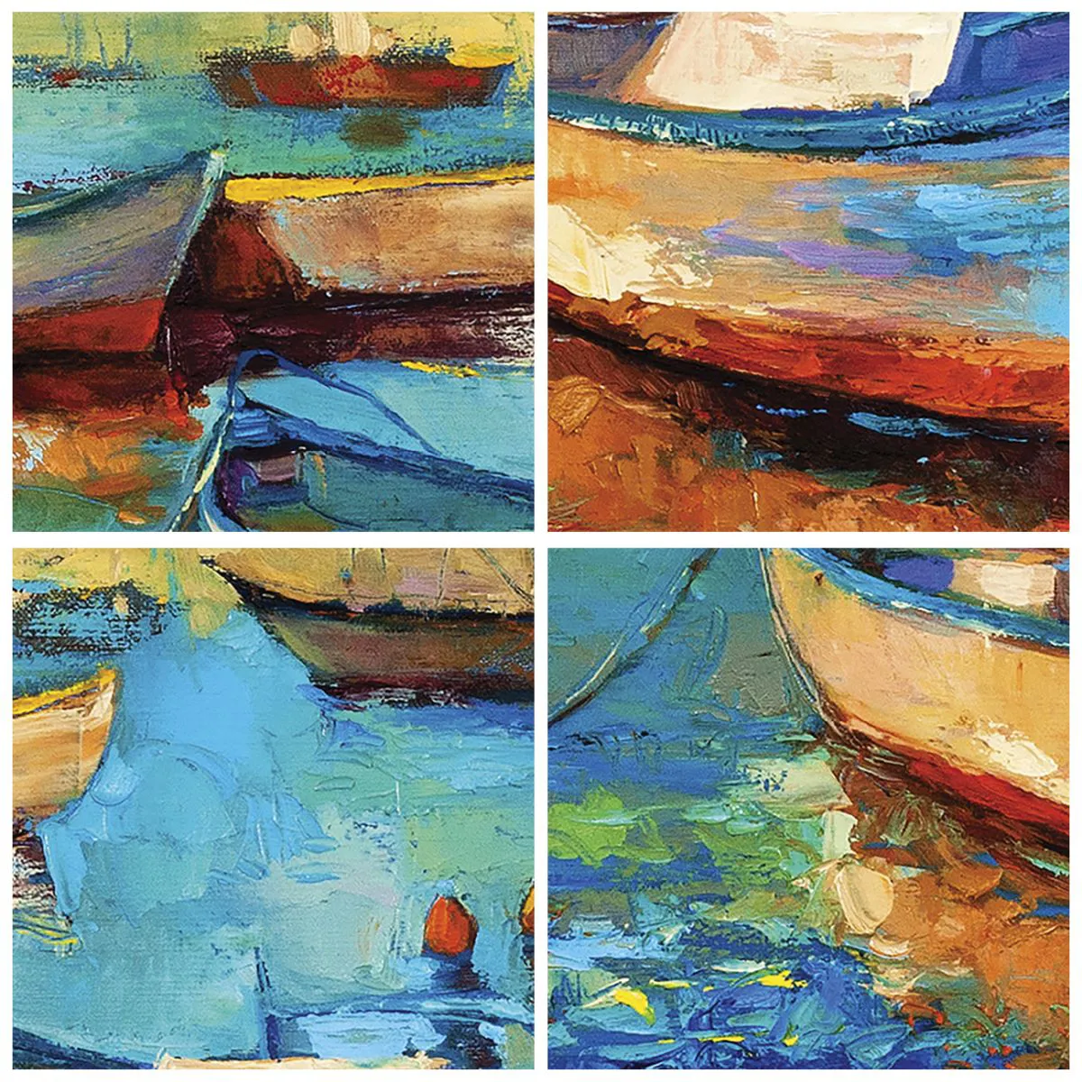 Väggklocka - Klocka på glas - Färgglada båtar på lugnt vatten - 30x30cm - I en sydlig vik - Modern väggdekoration för vardagsrum, kök och sovrum ARTTOR