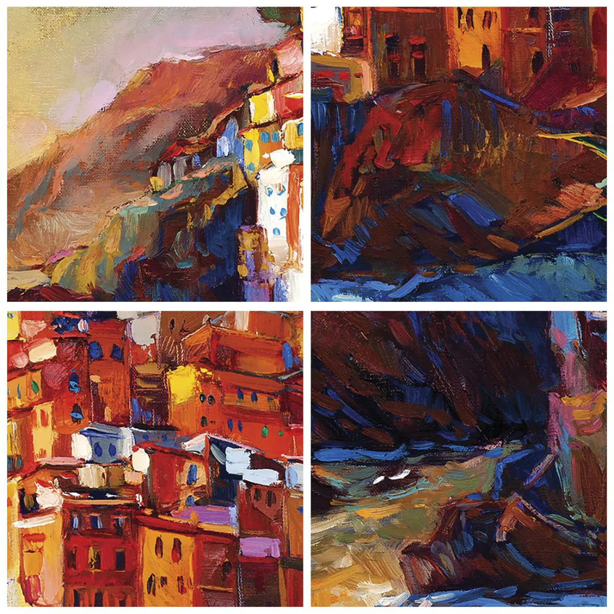 Nástenné hodiny - Malebná dedinka na skalnatom pobreží - 30x30cm - Taliansky nádych - Moderná nástenná dekorácia do obývacej izby, kuchyne a spálne ARTTOR