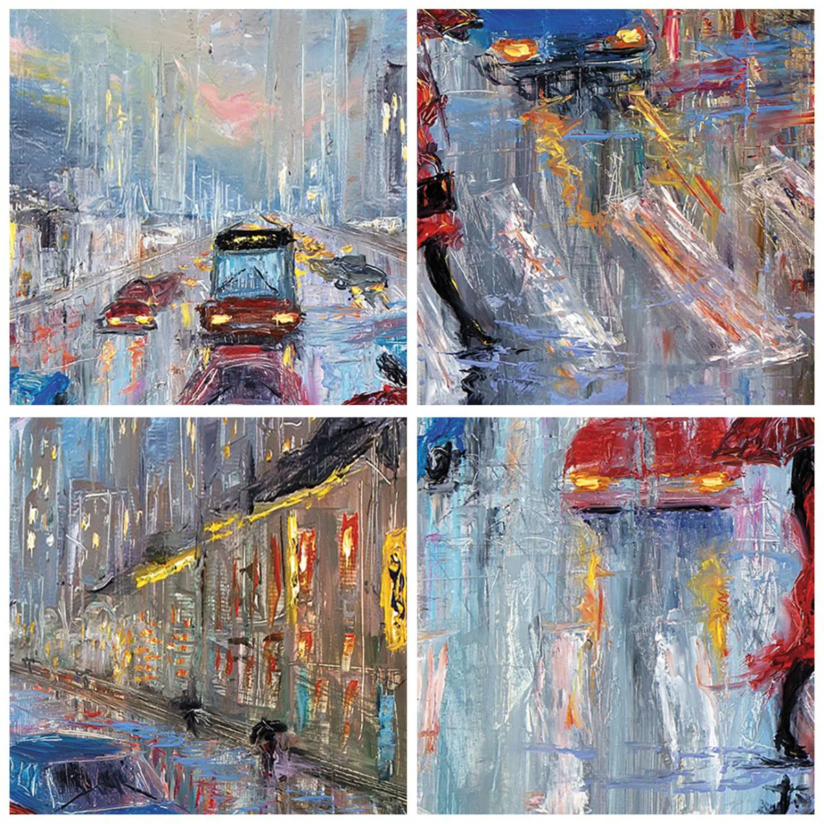 Falióra, Óra - Esős délután a városban - 30x30 cm