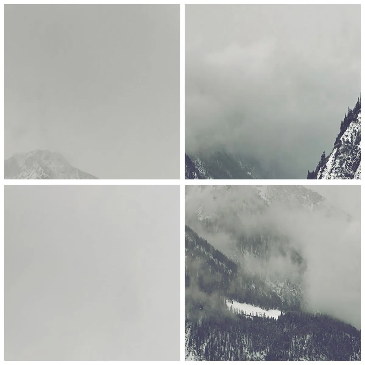 Falióra, Óra - Egy ködös hegyi táj szürke árnyalatokban - 30x30cm - Ködös völgy - Modern fali dekoráció nappalihoz, konyhához és hálószobához ARTTOR