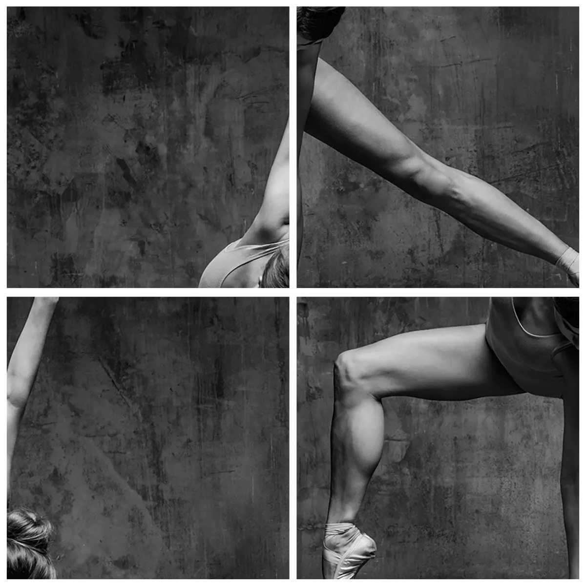 Wanduhr - Glasuhr - Eine Tänzerin in künstlerischer Pose vor einer rohen Wand - 30x30cm - Das Ideal des Gleichgewichts - Moderne Wanddekoration für Wohnzimmer und Schlafzimmer ARTTOR