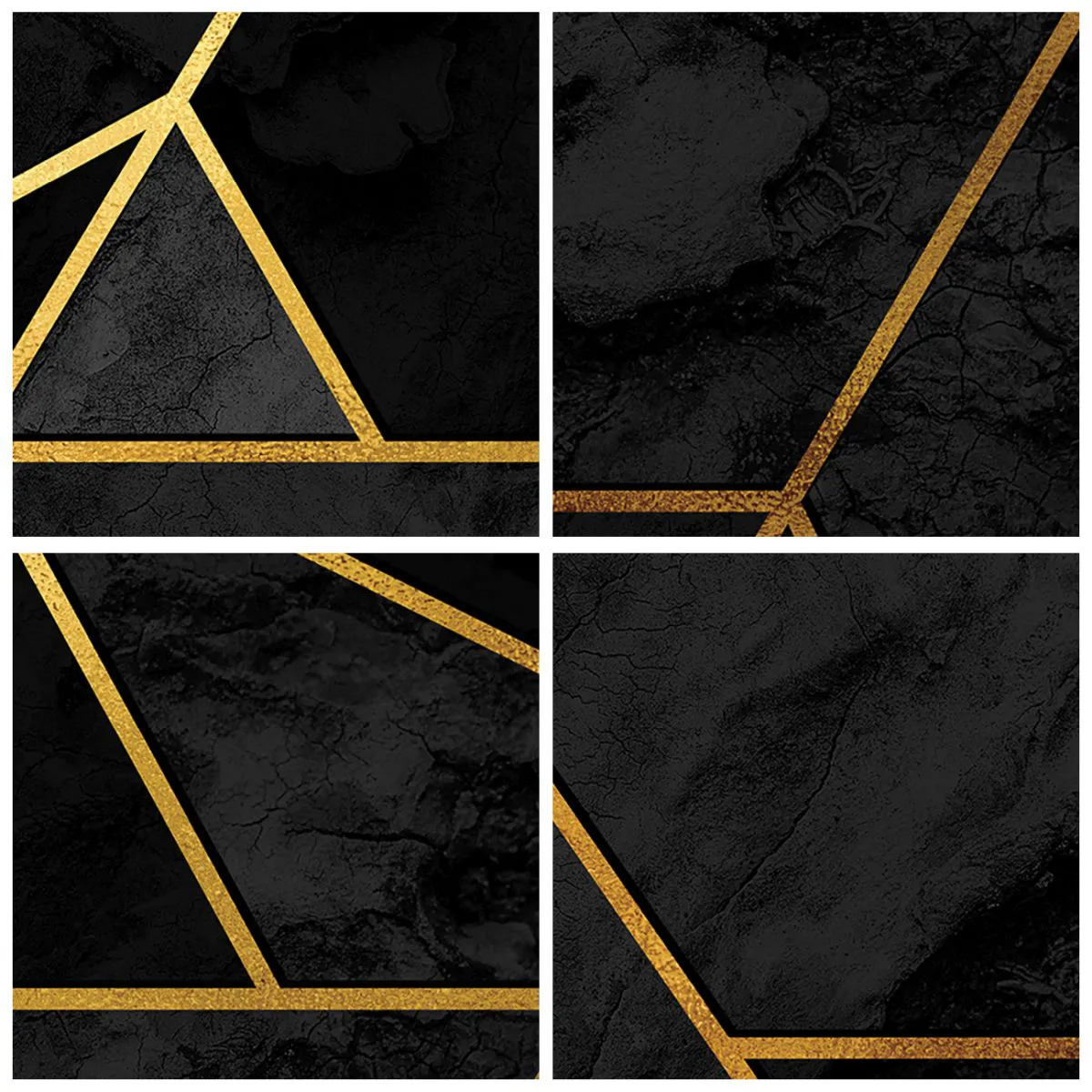 Relógio de parede - Relógio em vidro - Fundo preto com padrões geométricos dourados em um estilo elegante - 30x30cm - Escuridão e esplendor - Decoração de parede moderna para a sala de estar, cozinha e quarto ARTTOR