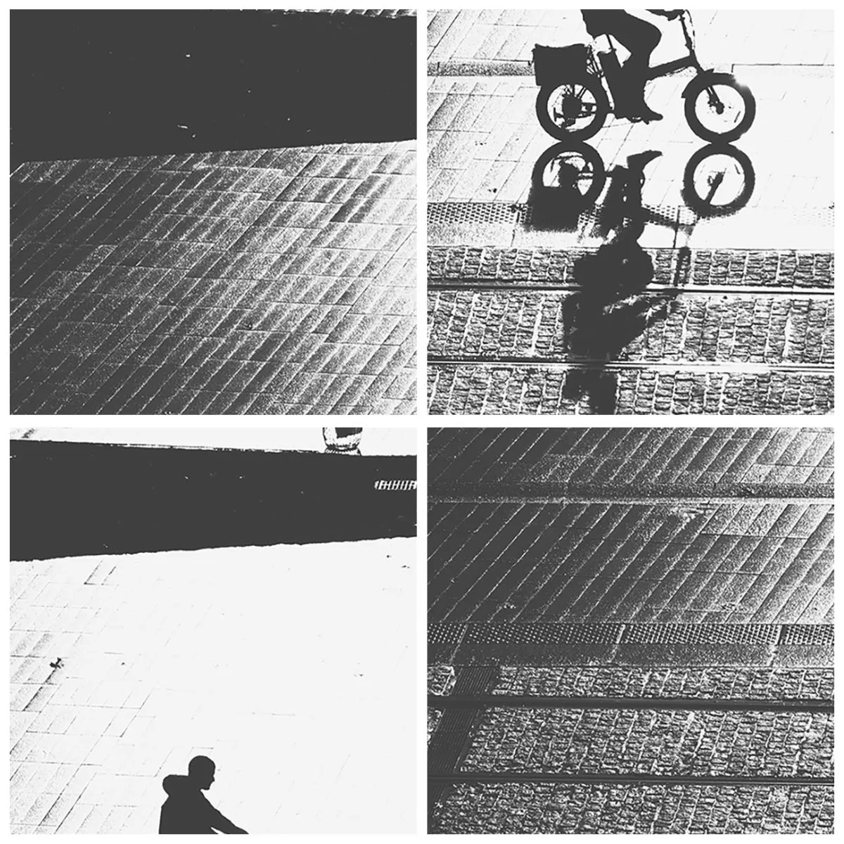 Nástenné hodiny - Čiernobiela silueta cyklistu a jeho odraz v mláke. - 30x30cm - Dopredu, cez mesto - Moderná nástenná dekorácia do obývacej izby, kuchyne a spálne ARTTOR