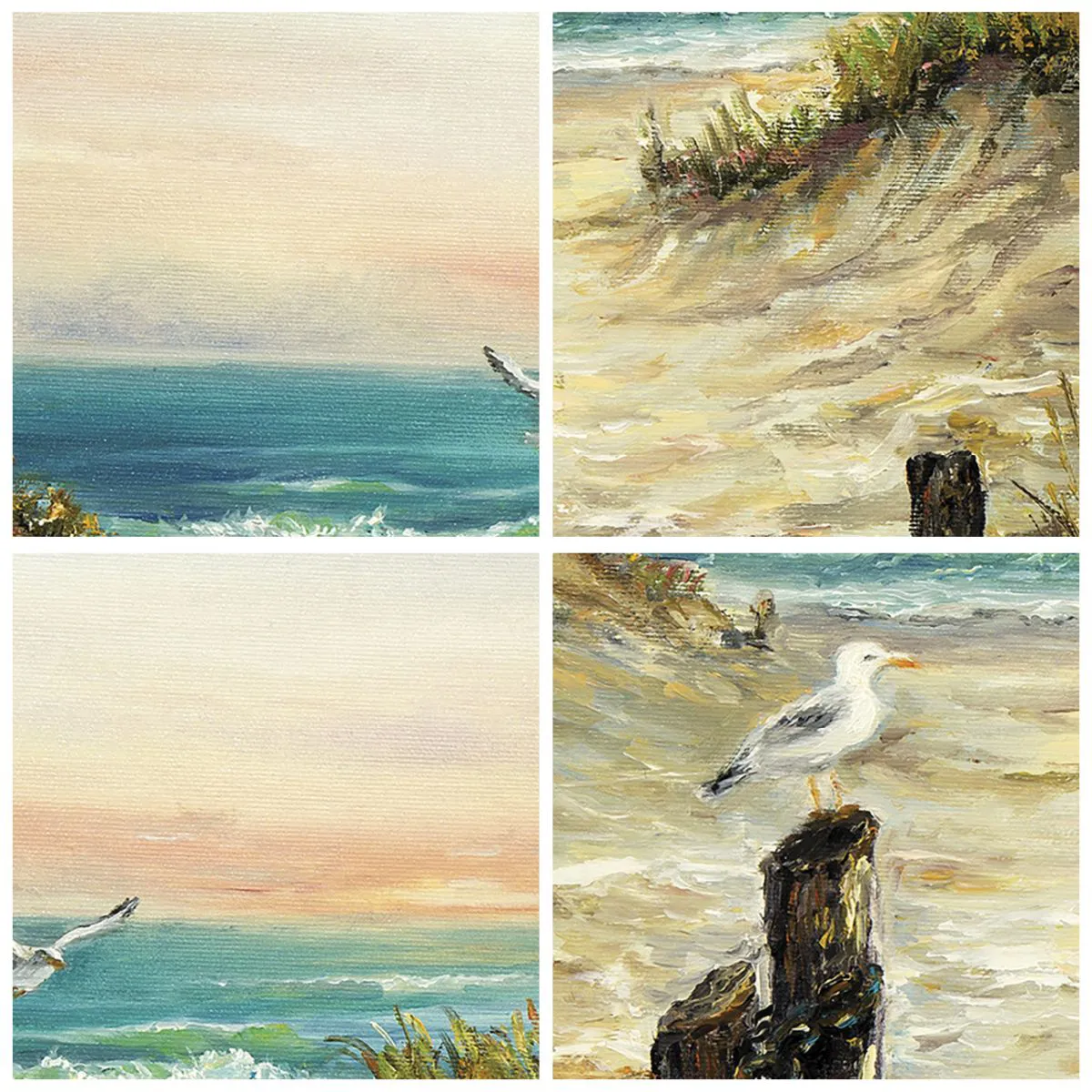 Väggklocka - Klocka på glas - Måsar över havsstranden vid solnedgången - 30x30cm - Vindstilla - Modern väggdekoration för vardagsrum, kök och sovrum ARTTOR