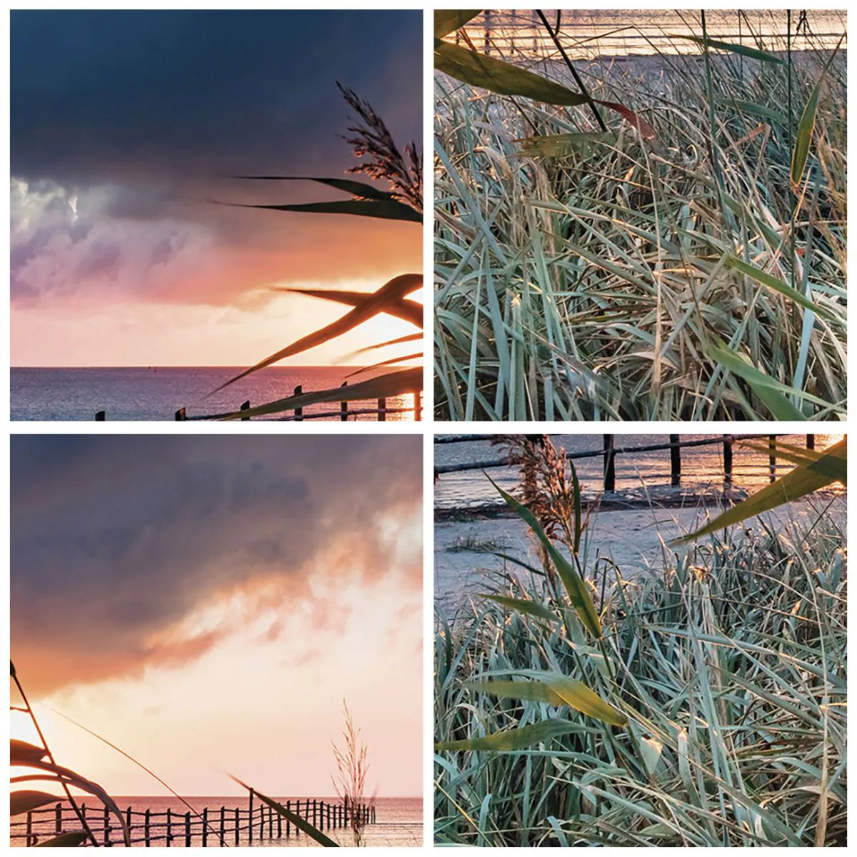 Wall clock - Clock on glass - A view of the pier at sunset with grasses in the foreground - 30x30cm - Not Gone with the Wind - Modern wall decoration for the living room, kitchen, and bedroom ARTTOR