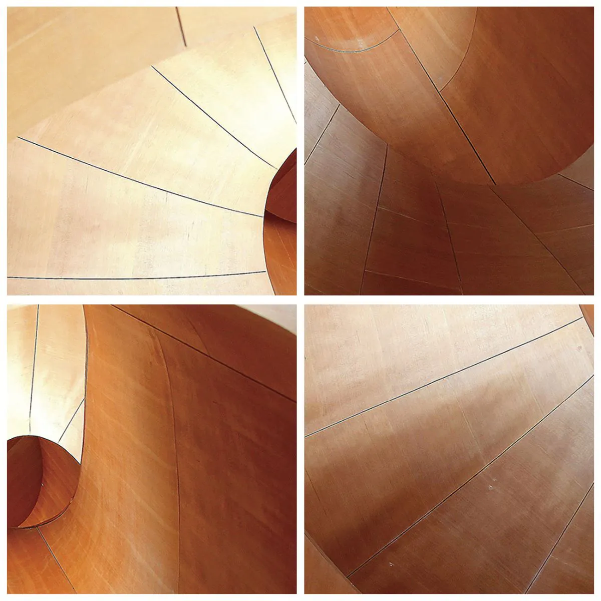 Orologio da parete - Orologio in Vetro - Scala a chiocciola in legno in stile organico - 30x30cm - Serpentina architettonica - Decorazione murale moderna per soggiorno, cucina e camera da letto ARTTOR