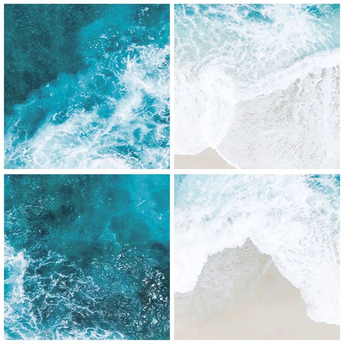 Vægur, Uret - Fugleperspektiv af havbølger, der slår mod en sandstrand - 30x30cm - Naturlig kærtegn - Moderne vægdekoration til stue, køkken og soveværelse ARTTOR