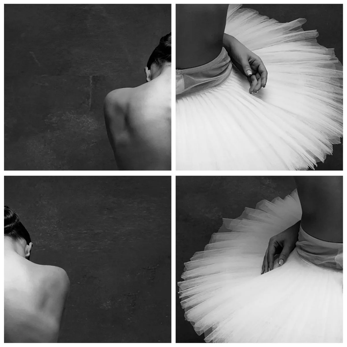 Nástěnné hodiny - Tanečnice v tylové sukni sedící pozpátku v černé a bílé - 30x30cm - Právě kvete - Moderní nástěnná dekorace do obývacího pokoje, kuchyně a ložnice ARTTOR