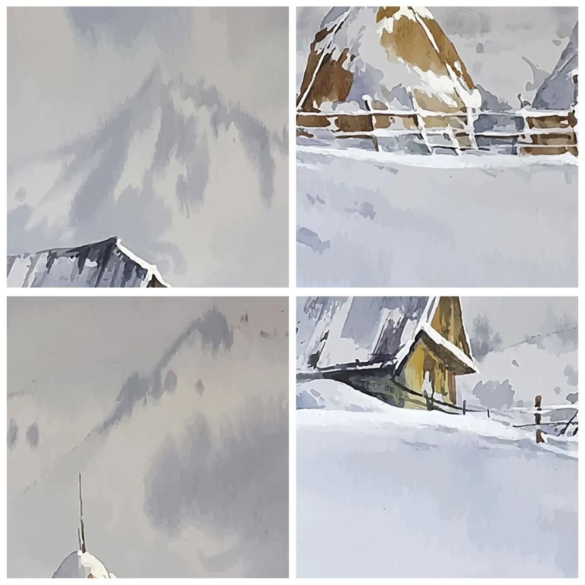 Relógio de parede - Relógio em vidro - No vale nevado - 30x30 cm