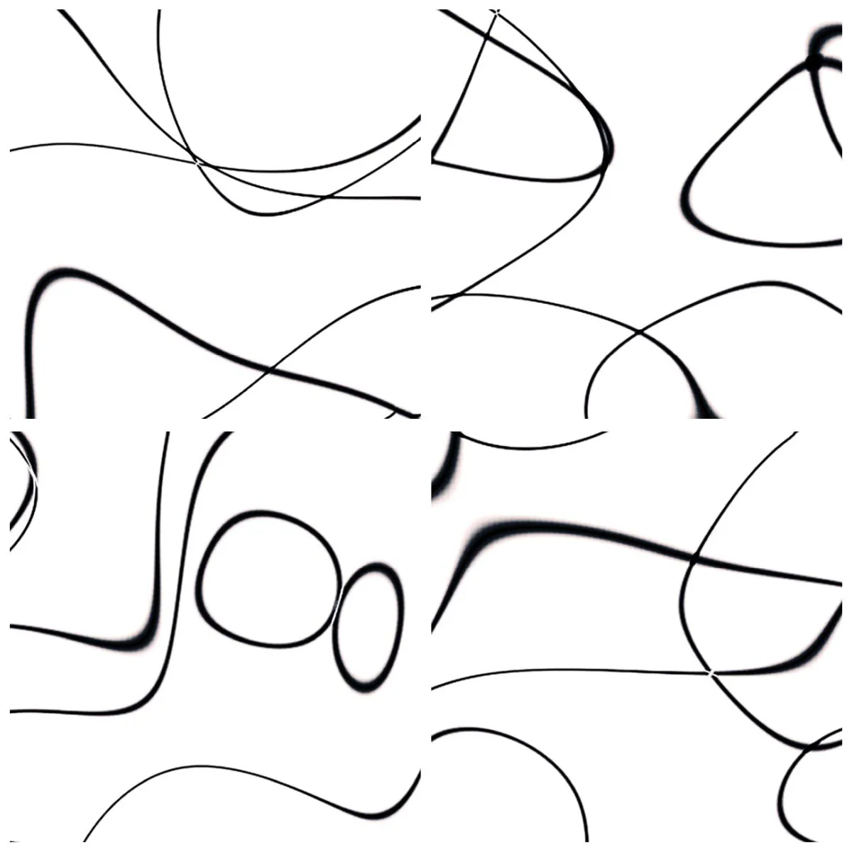 Wall clock - Clock on glass - Black abstract lines on a white background - 30x30cm - Life Paths, Trails of Fortune - Modern wall decoration for the living room, kitchen, and bedroom ARTTOR