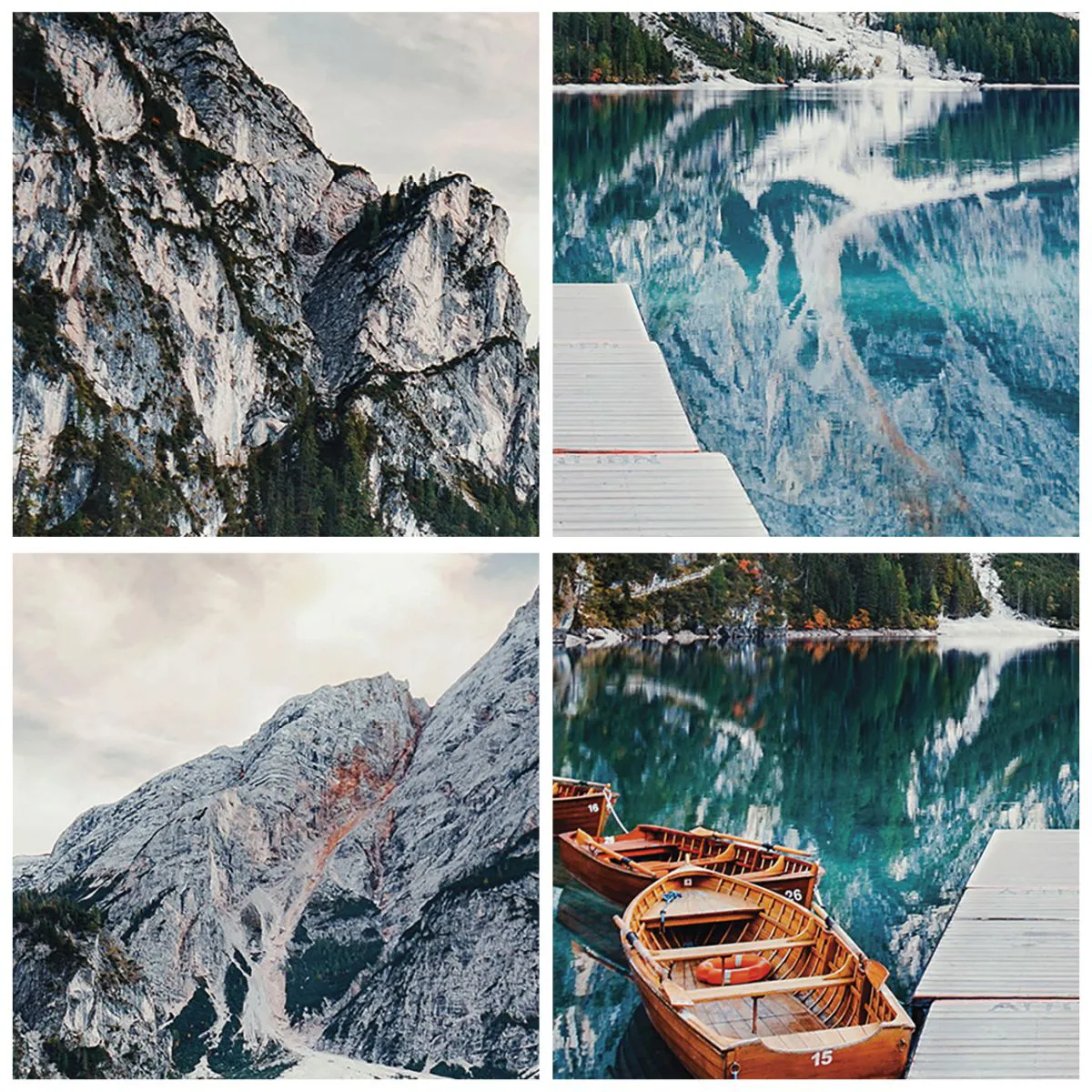 Ceas de perete - Ceas pe sticlă - Un debarcader din lemn și bărci pe fundalul unui lac de munte - 30x30cm - Îți vom arăta frumusețea - Decorațiune modernă pentru perete pentru living, bucătărie și dormitor ARTTOR