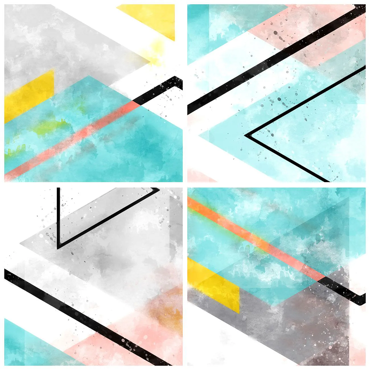 Nástenné hodiny - Farebné trojuholníky a kosoštvorce v geometrickom štýle - 30x30cm - Geometrická hračka - Moderná nástenná dekorácia do obývacej izby, kuchyne a spálne ARTTOR