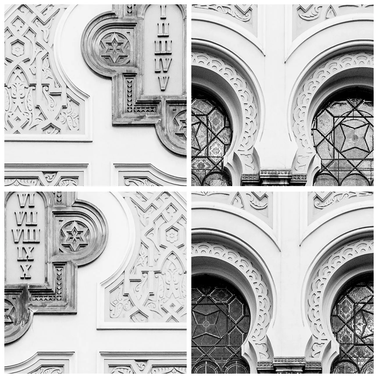 Ceas de perete - Ceas pe sticlă - Fațadă bogat decorată cu ornamente și ferestre în stil istoric - 30x30cm - La granița dintre culturi - Decorațiune modernă pentru perete pentru living, bucătărie și dormitor ARTTOR