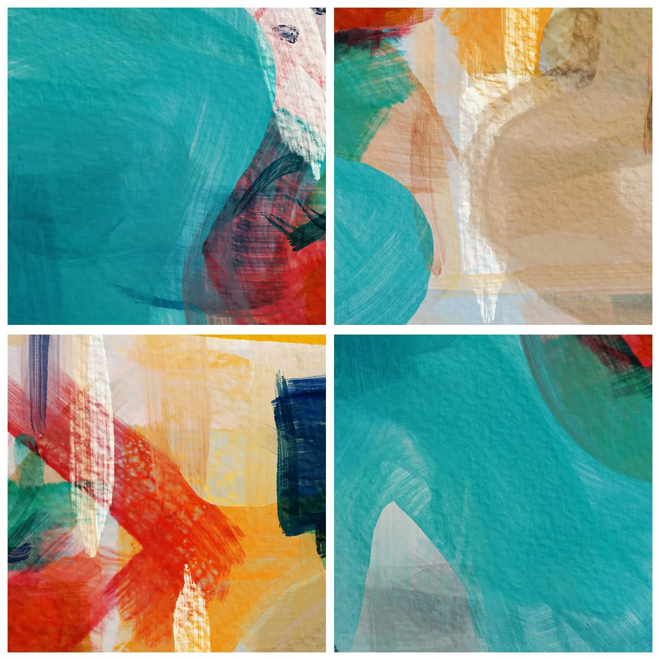 Vægur, Uret - Abstrakte farvepletter i nuancer af turkis, rød og gul - 30x30cm - Et farverigt spil - Moderne vægdekoration til stue, køkken og soveværelse ARTTOR