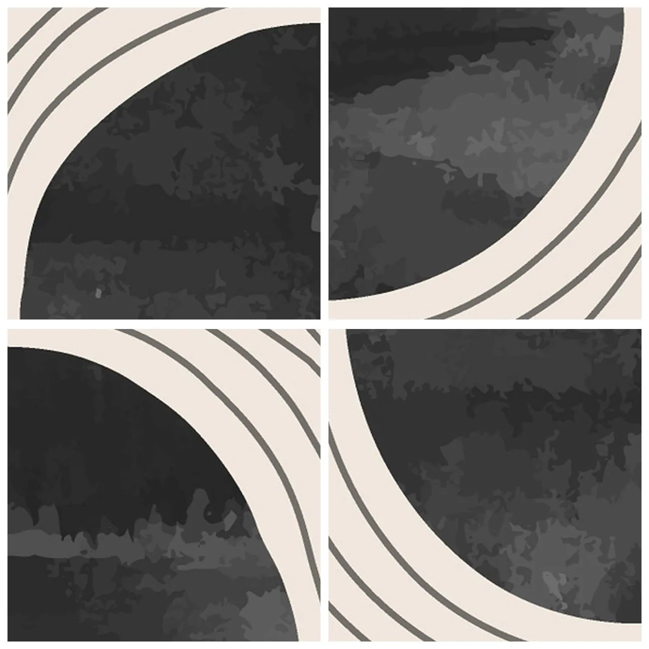 Nástenné hodiny - Sústredné kruhy v odtieňoch sivej a čiernej - 30x30cm - Presný zásah - Moderná nástenná dekorácia do obývacej izby, kuchyne a spálne ARTTOR