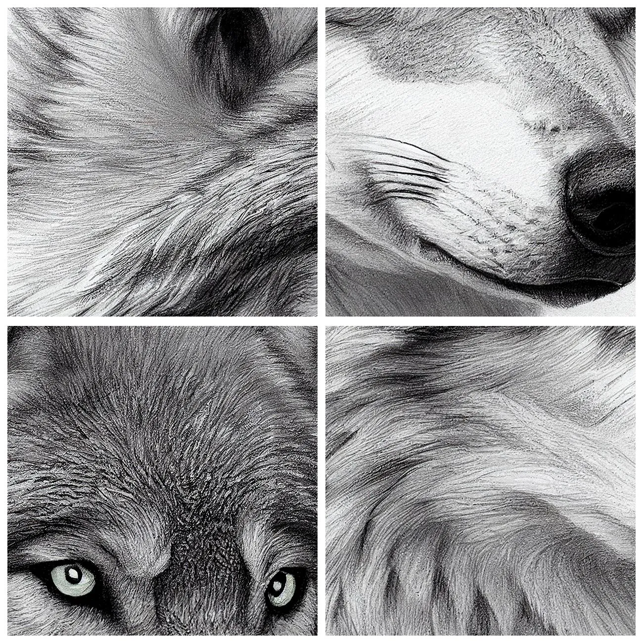 Wanduhr - Glasuhr - Ein Schwarz-Weiß-Porträt eines Wolfes mit durchdringendem Blick. - 30x30cm - Alpha – ohne Zweifel - Moderne Wanddekoration für Wohnzimmer, Küche und Schlafzimmer ARTTOR