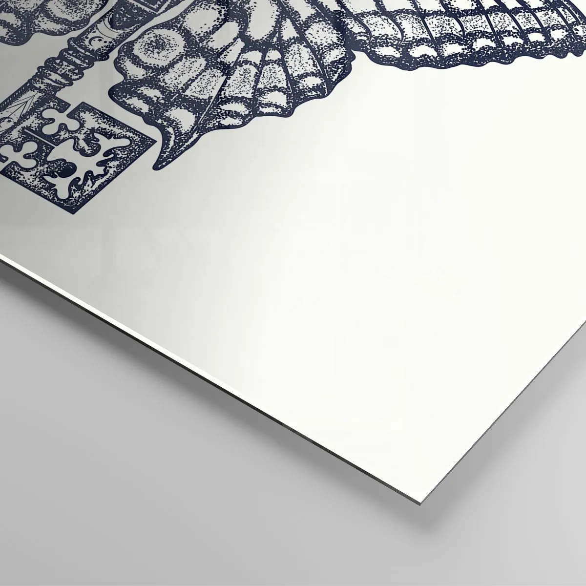 Obraz na skle - Ilustrace motýla s klíčem uprostřed - 70x50cm - Všechna tajemství srdce - Moderní nástěnná dekorace do obývacího pokoje a ložnice ARTTOR