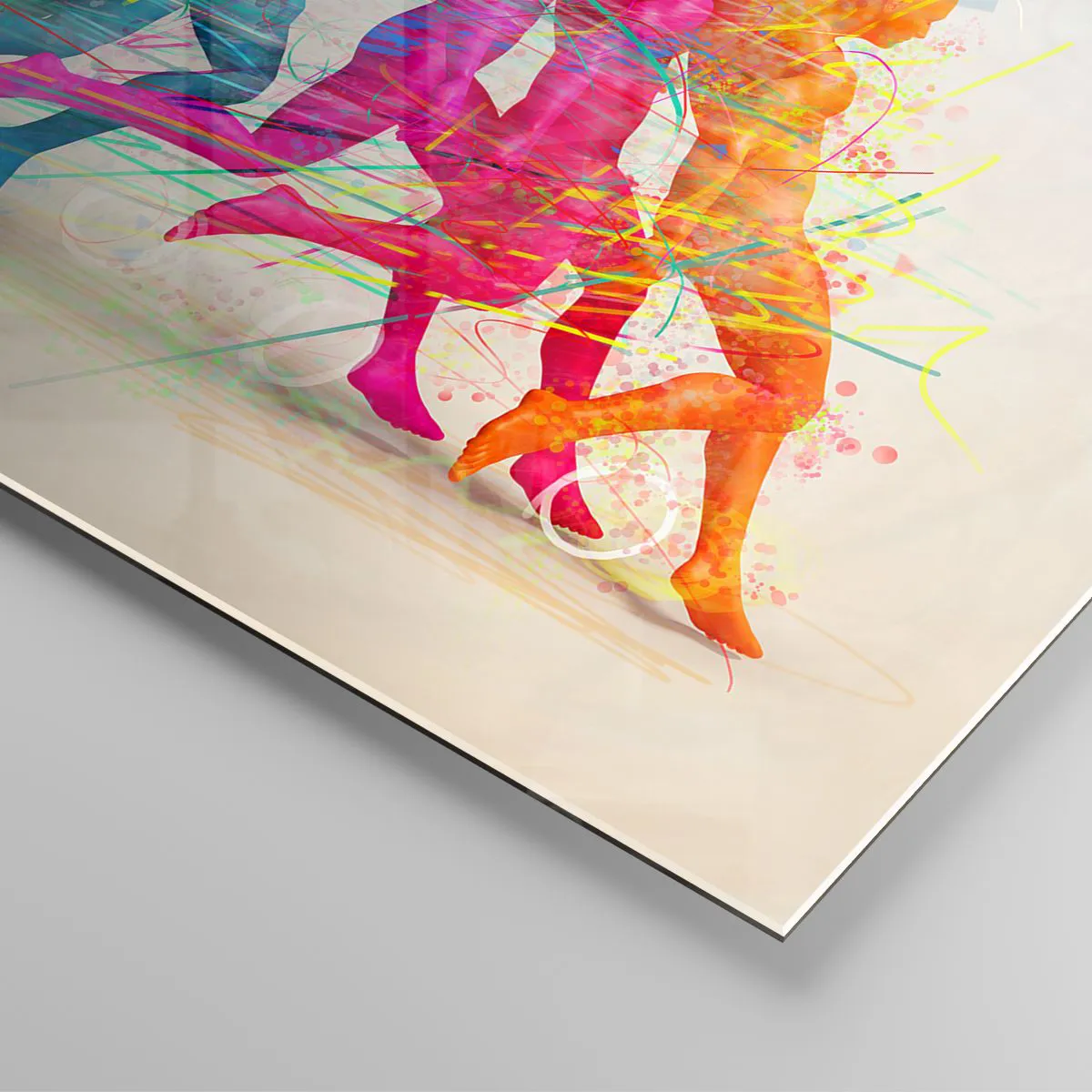 Tablou pe sticlă - Un abstract colorat care înfățișează mișcarea unei figuri care aleargă - 70x50cm - Armonie de mișcare - Decorațiune modernă pentru perete pentru living și dormitor ARTTOR