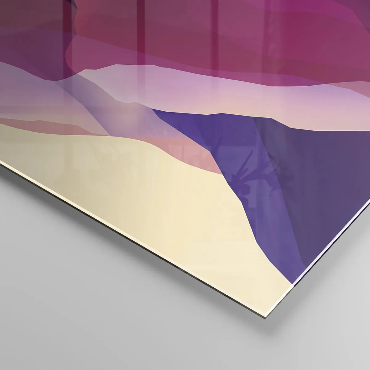 Impression sur verre - Image sur verre - Vagues abstraites dans des tons violets et roses sur un fond clair - 50x70cm - Vagues pourpre - Décoration murale moderne pour le salon et la chambre ARTTOR