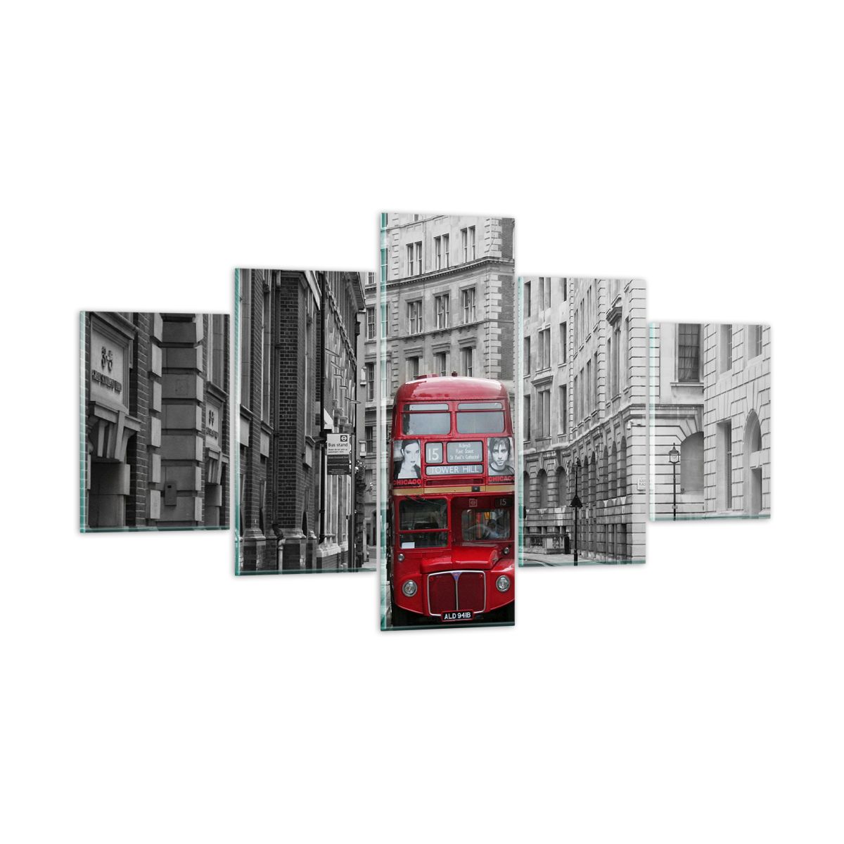 Tableau Décoratif London Bus - Impression Sur Toile 152x78 Cm - Noir Et Blanc - Moderne