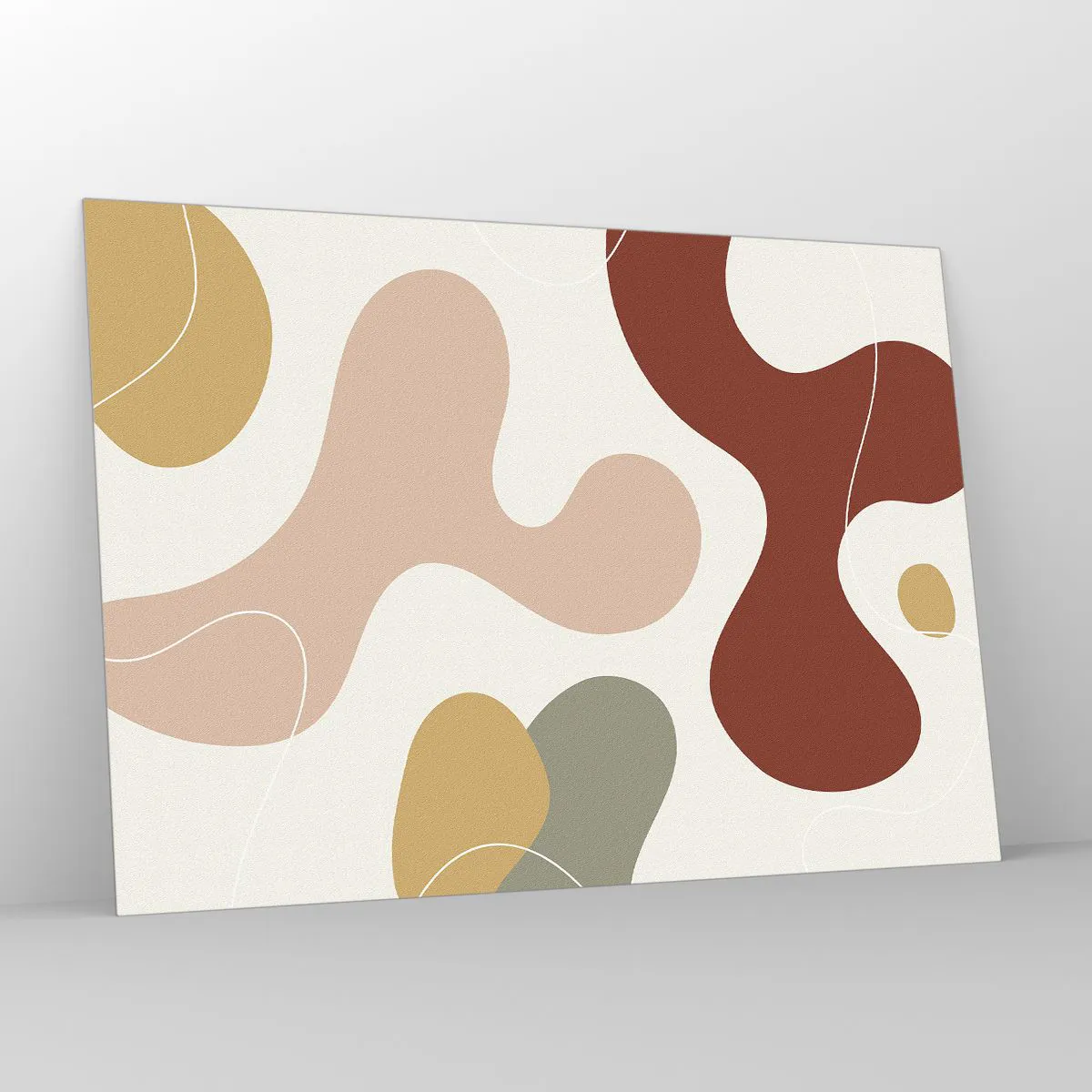 Glasbild - Bild auf glas - Abstrakte Komposition organischer Formen - 100x70cm - Kringel oder Schnörkel? - Moderne Wanddekoration für Wohnzimmer und Schlafzimmer ARTTOR