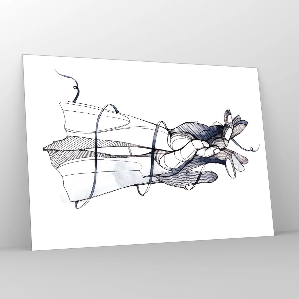 Quadro su vetro - Illustrazione artistica di una mano che tiene un fiore - 100x70cm - Studio del tocco - Decorazione murale moderna per soggiorno e camera da letto ARTTOR