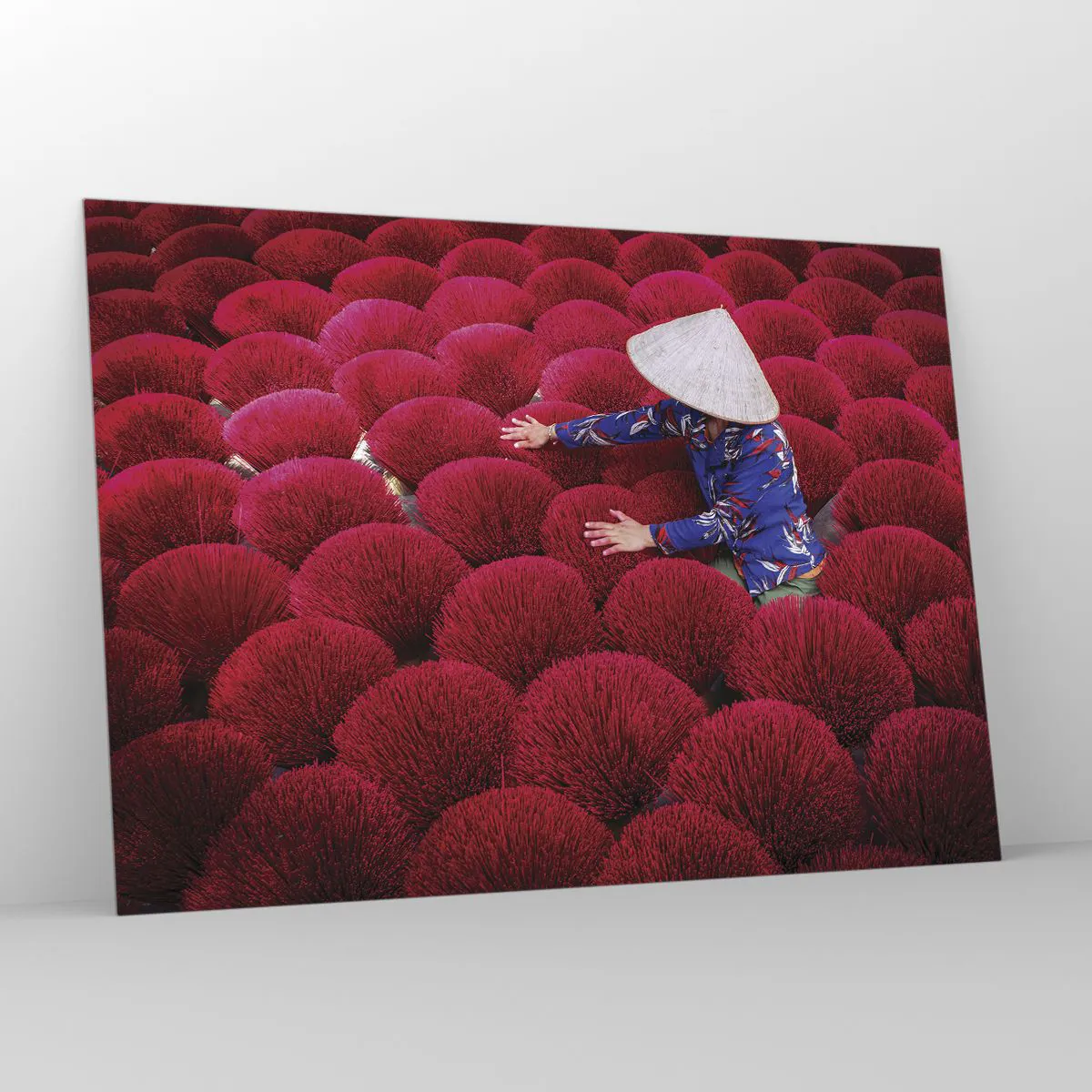 Glass picture - In the Rice Field - 100x70 cm