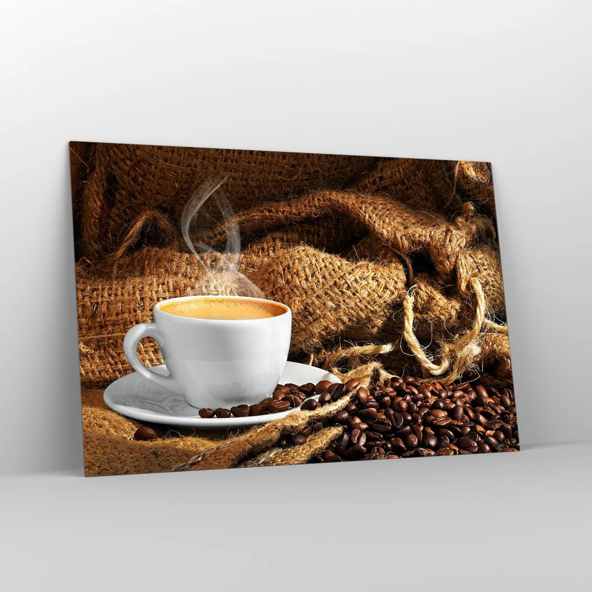 Billede på glas - Duften af mokka og honningvæskens tæthed - 120x80 cm