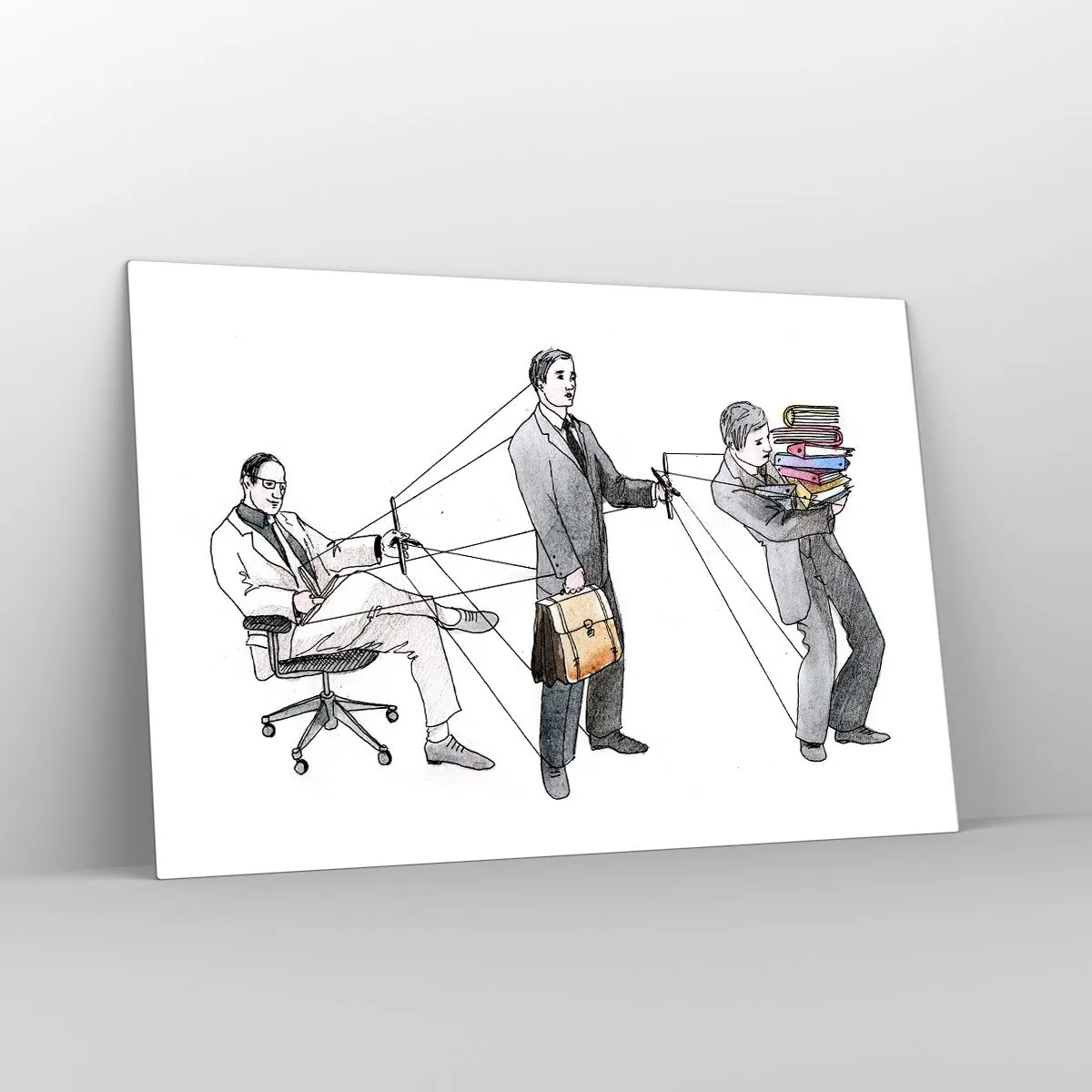 Glasbild - Bild auf glas - Darstellung der Büroarbeitshierarchie - 120x80cm - Jeder hat seinen Meister - Moderne Wanddekoration für Wohnzimmer und Schlafzimmer ARTTOR