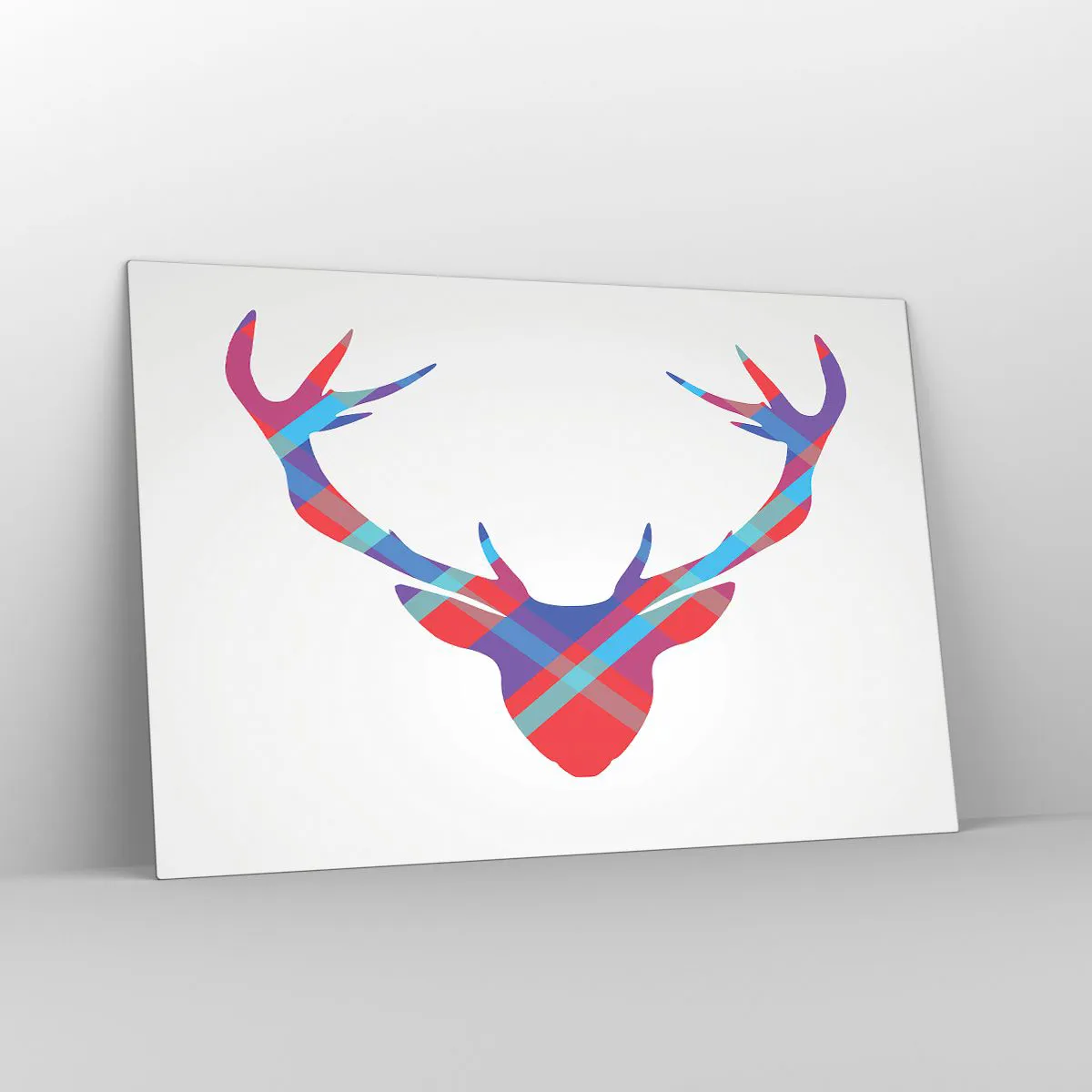 Impression sur verre - Image sur verre - Image géométrique d'un cerf aux couleurs pastel - 120x80cm - Cerf écossais - Décoration murale moderne pour le salon et la chambre ARTTOR